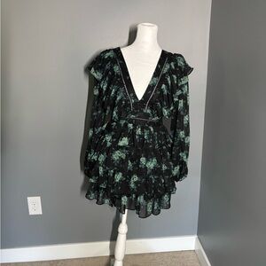Floral V-Neck Long Sleeve Dress